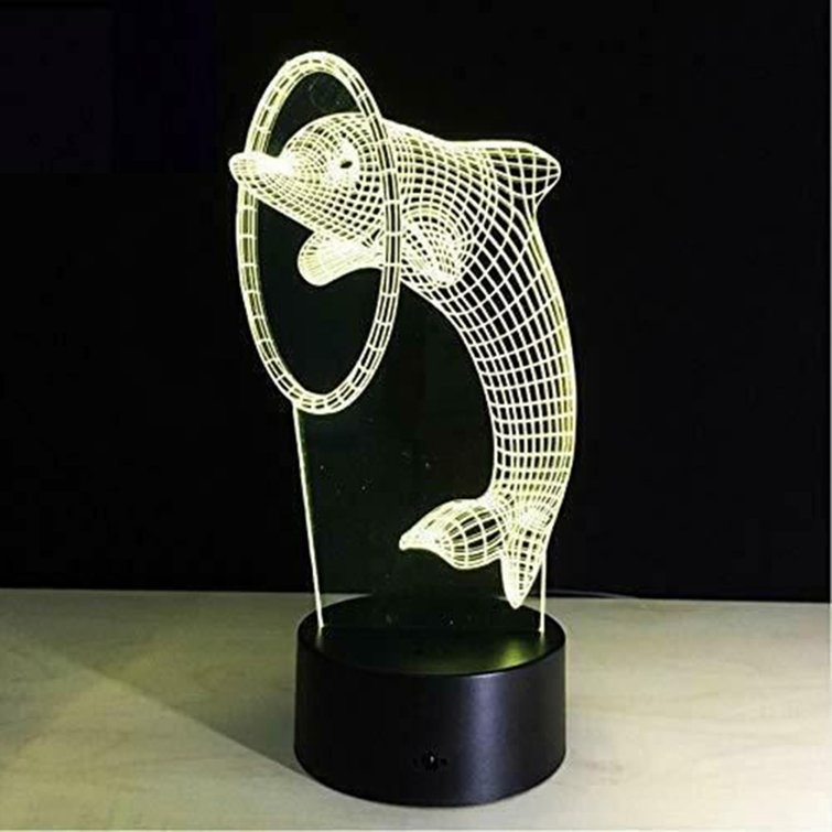 Highland Dunes Aquarius Colour Changing 3d Dolphin Designed Led Hologram Night Lamp Light Wayfair.ie